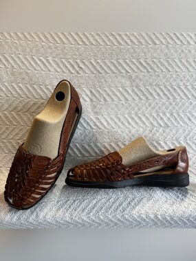 VTG Faded Glory Brazil Woven Leather Huarache Flats Boho 10